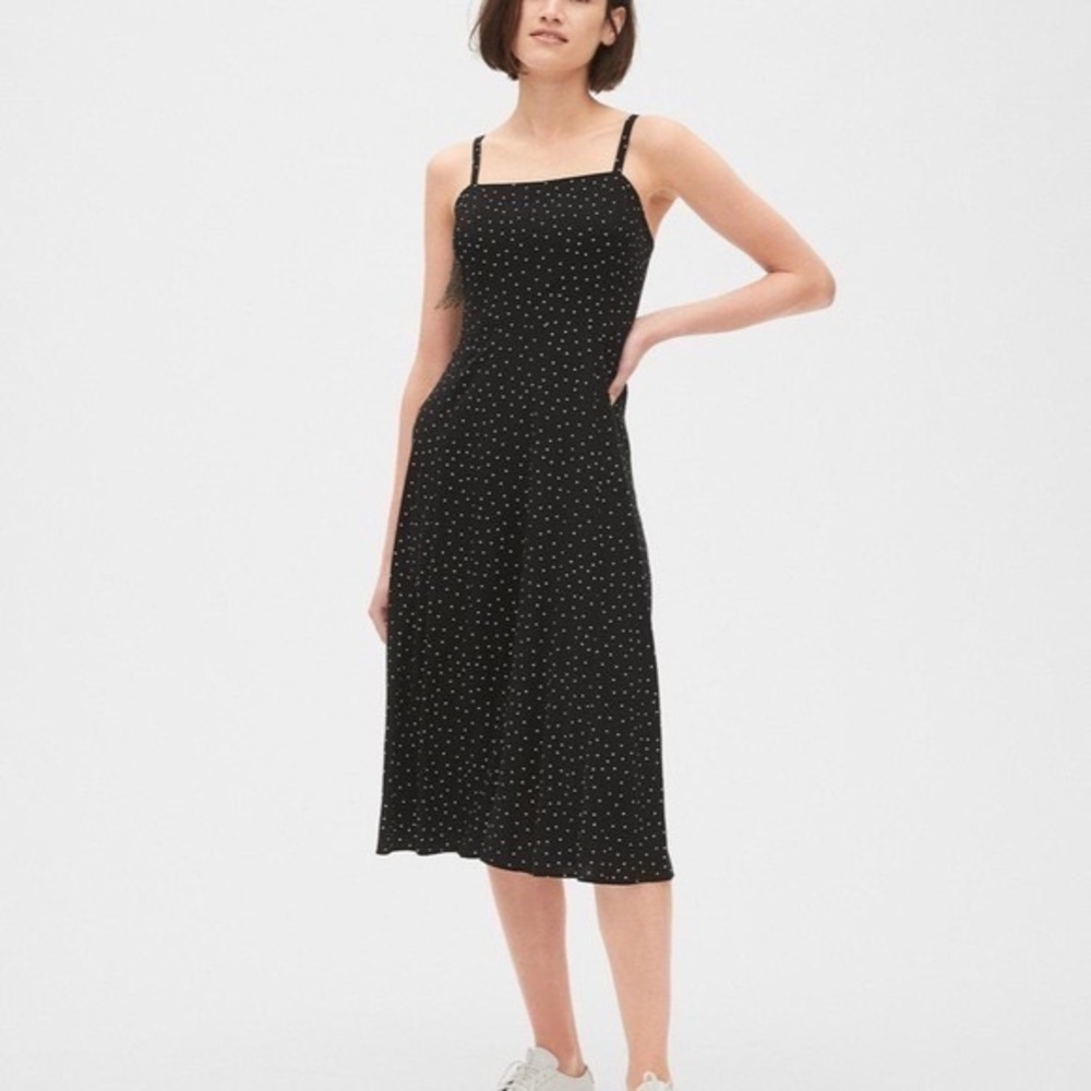 Gap polka dot midi dress w spaghetti straps